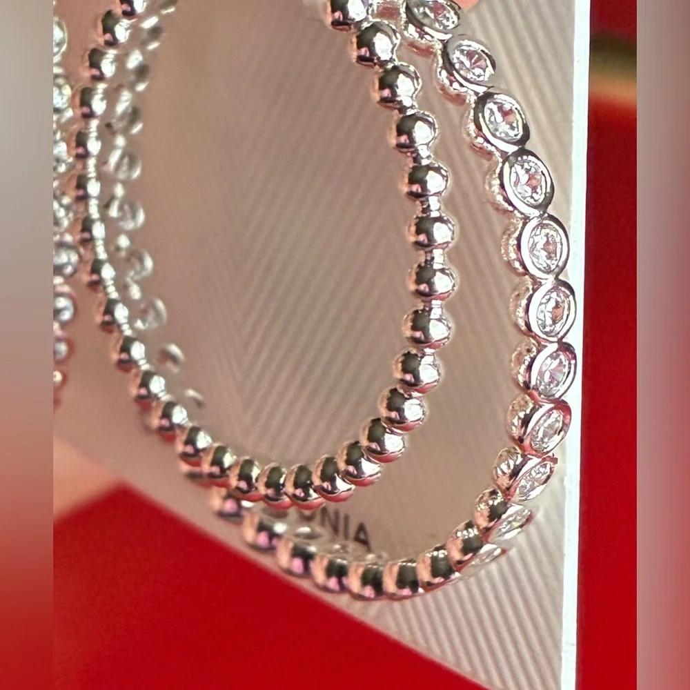 Ralph Lauren Silver Beaded Hoop Earrings